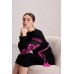 Knitted dress "Flowers" pink/black